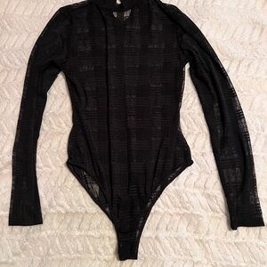 Sheer Black Long Sleeve Bodysuit